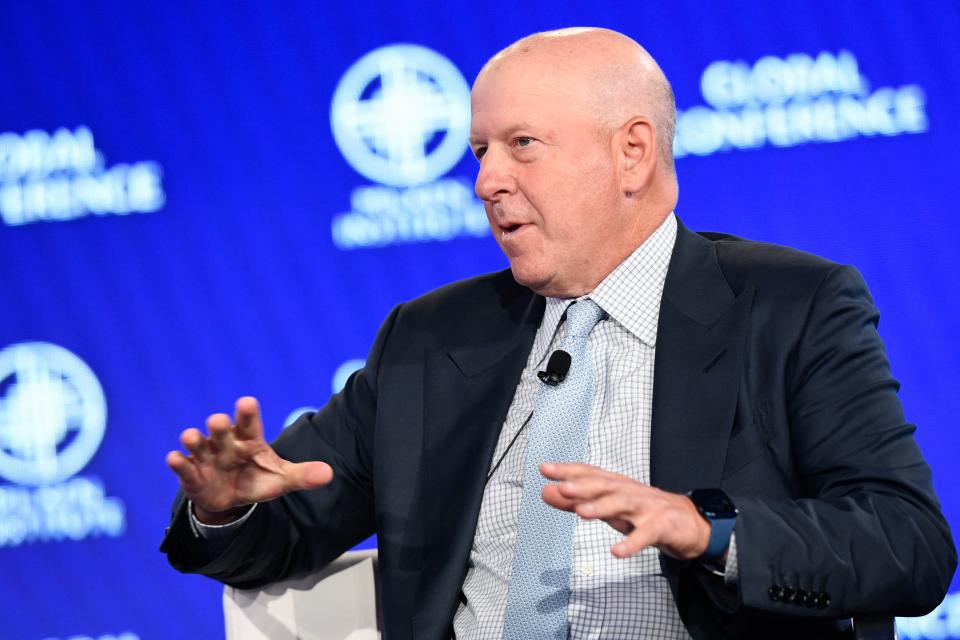 David Solomon, Chairman and CEO, Goldman Sachs, speaks during the Milken Institute Global Conference on May 2, 2022 in Beverly Hills, California. (Photo by Patrick T. FALLON / AFP) (Photo by PATRICK T. FALLON/AFP via Getty Images)