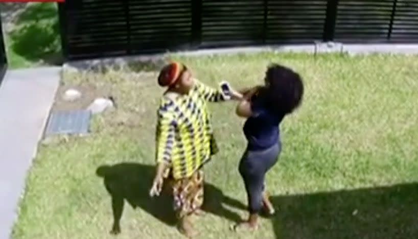 Marie Kamara confronts her husband's lover. Photo: 7 News