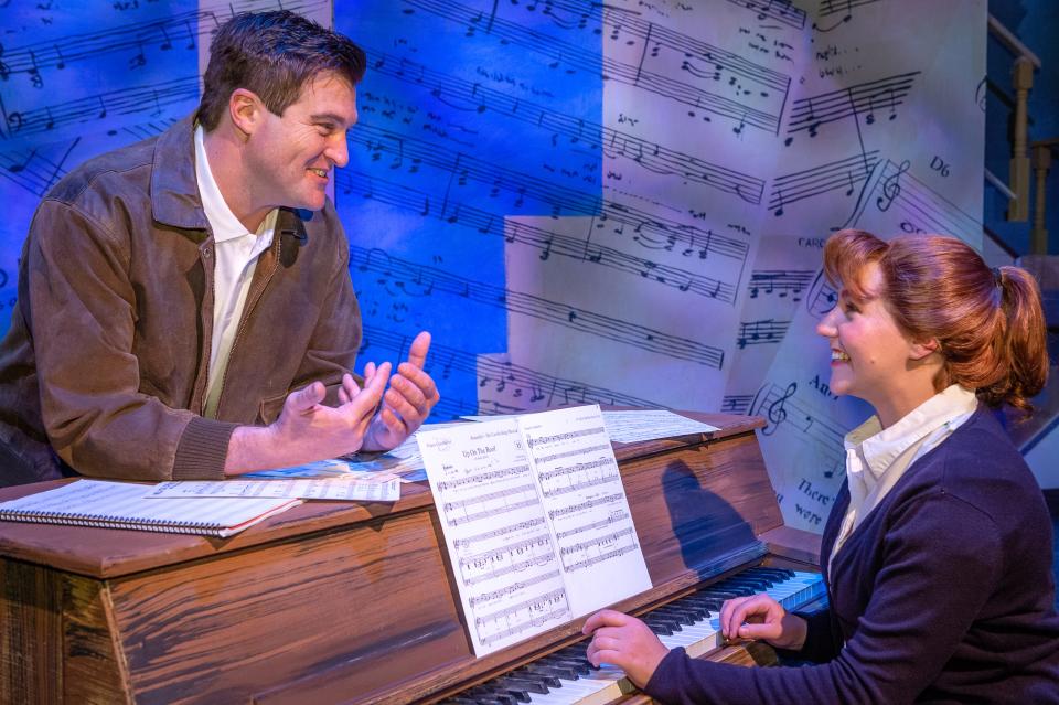 Amarillo Little Theatre presents the production of "Beautiful: The Carole King Musical" with Callen Riley as Gerry Goffin, left, and Hunter Lee as Carole King.