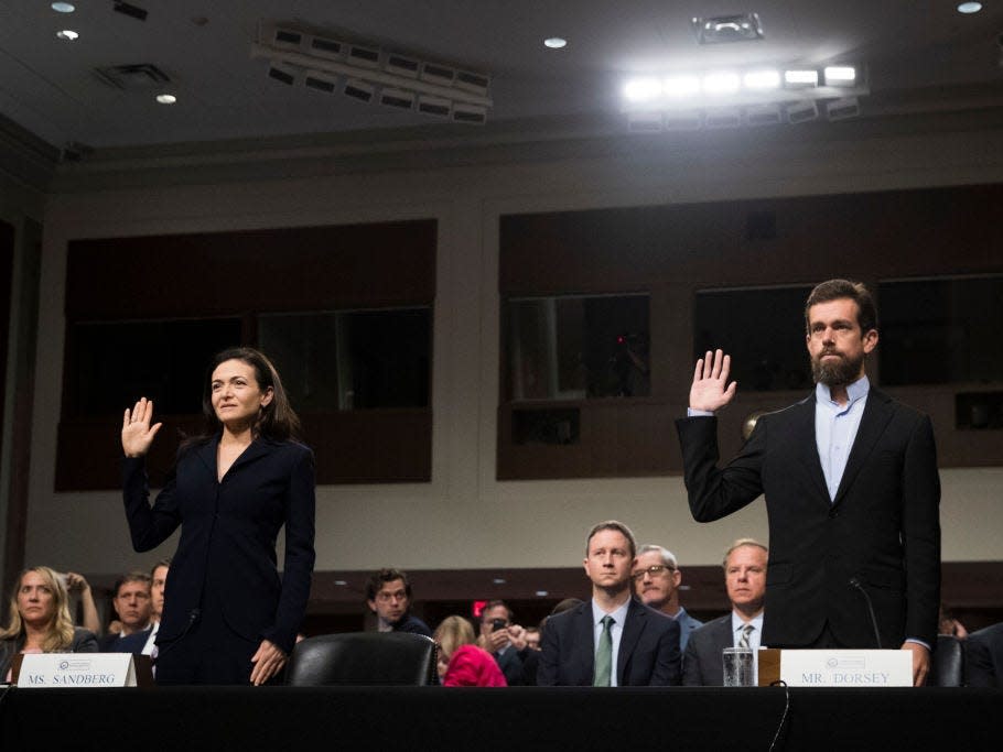 Jack Dorsey Sheryl Sandberg Twitter Facebook Senate