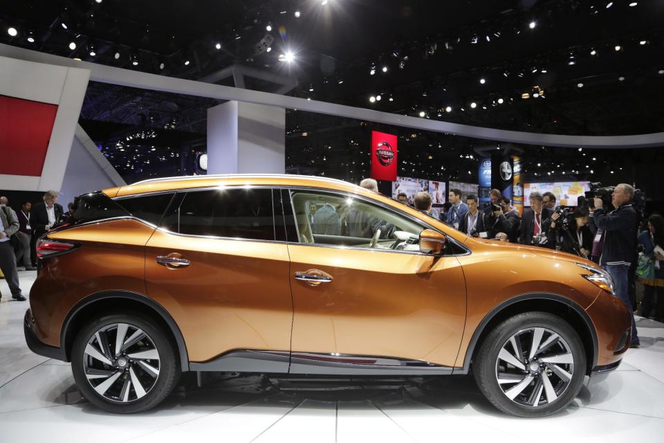 The 2015 Nissan Murano SUV is introduced at the New York International Auto Show, Wednesday, April 16, 2014, in New York. (AP Photo/Mark Lennihan)