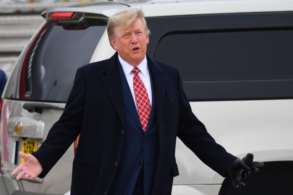 Trump said it was ‘good to be home’ as he landed at Aberdeen airport (AFP/Getty)