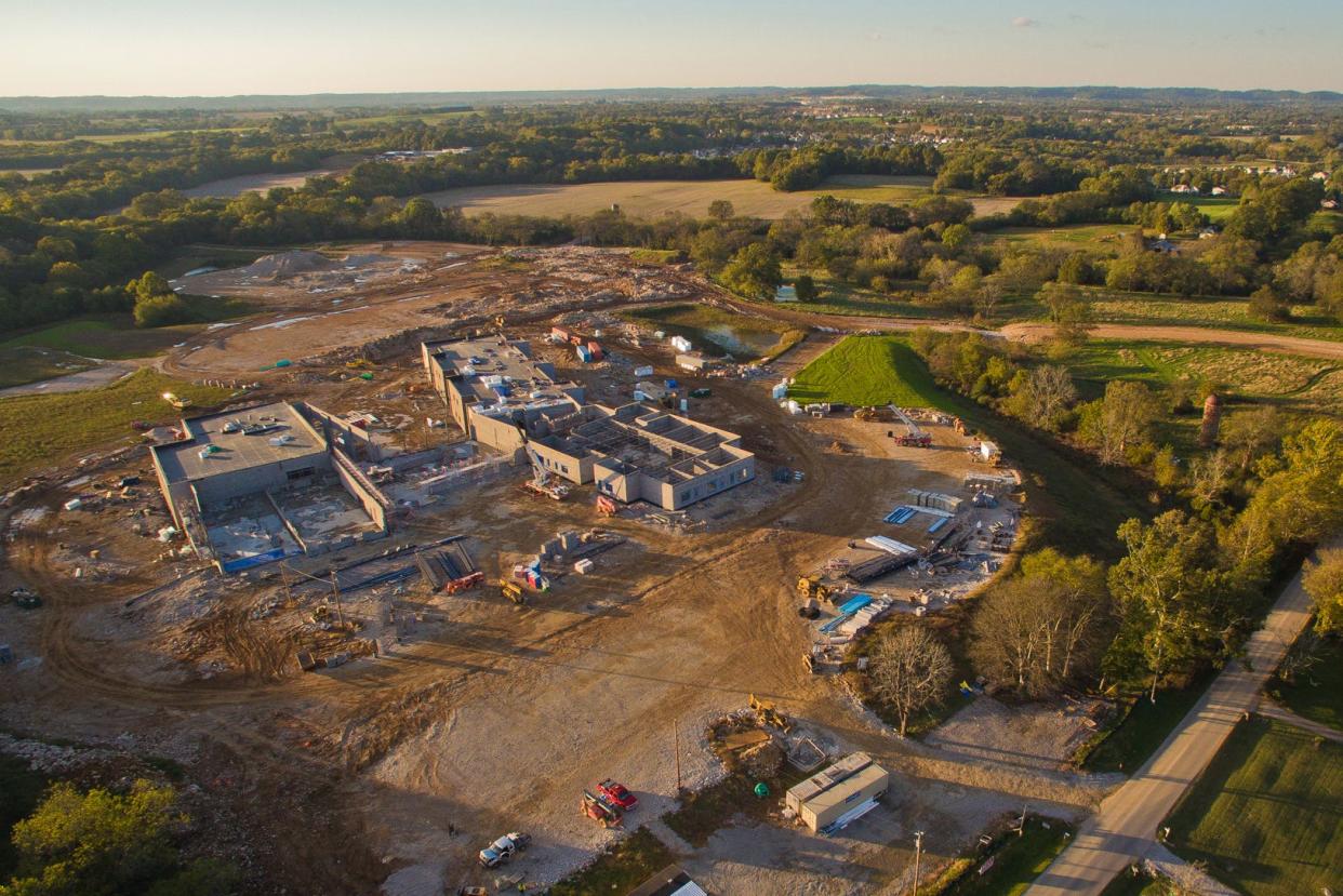 An aerial view shows Battle Creek Middle School campus under construction in 2019 in Spring Hill. The Maury County school board plans to request funding for the construction of a high school on the campus, which would eventually house an elementary, middle and high school.