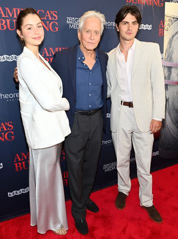 <p>Roy Rochlin/Getty</p> Michael Douglas with his children Carys and Dylan