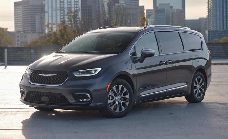 <p>If you can live without the gas-powered Chrysler Pacifica's available Stow 'n Go second-row seats, which can flip and fold into cubbies in the floor to create a vast, flat load space, the Pacifica's available plug-in hybrid powertrain may be worth a look. As a bonus, the hybrid's second-row seats feature additional padding, which makes these chairs far more comfortable. Of course, the macro benefit of opting for this hybrid family hauler is its electric-only driving capability. With a full charge of its battery pack, the plug-in Pacifica is capable of traveling 32 miles on electricity alone, according to the EPA.</p><ul><li>Base price: $52,090</li><li>EPA-rated electric driving range: 32 miles<br><br><a class="link " href="https://www.caranddriver.com/chrysler/pacifica/" rel="nofollow noopener" target="_blank" data-ylk="slk:MORE ABOUT THE CHRYSLER PACIFICA HYBRID;elm:context_link;itc:0">MORE ABOUT THE CHRYSLER PACIFICA HYBRID</a></li></ul>