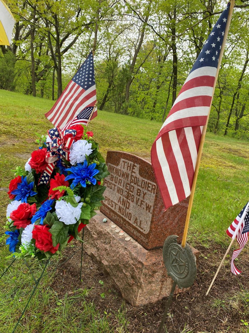 The grave of an unknown soldier who died by suicide in 1930 is seen in Pine Grove Cemetery in Wausau. The man left a note saying he served in France during World War I.