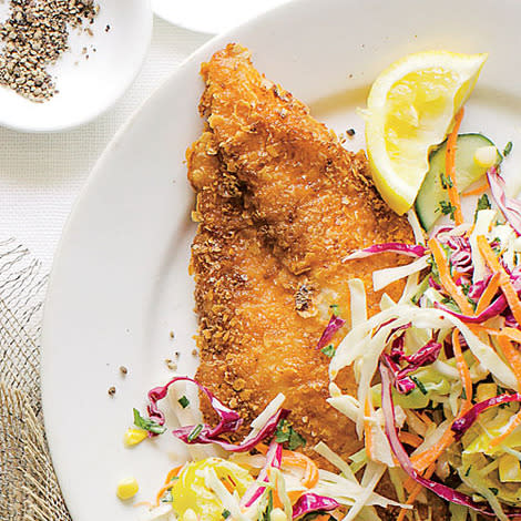 Crispy Lemon Catfish and Marinated Slaw