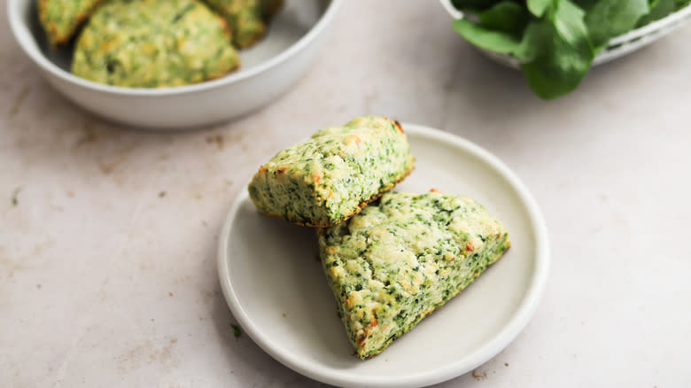 spinach scones on plate