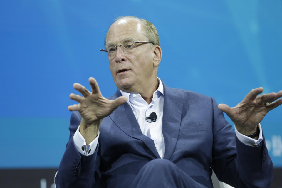 NEW YORK, NEW YORK - NOVEMBER 30: Larry Fink on stage at the 2022 New York Times DealBook on November 30, 2022 in New York City. (Photo by Thos Robinson/Getty Images for The New York Times)