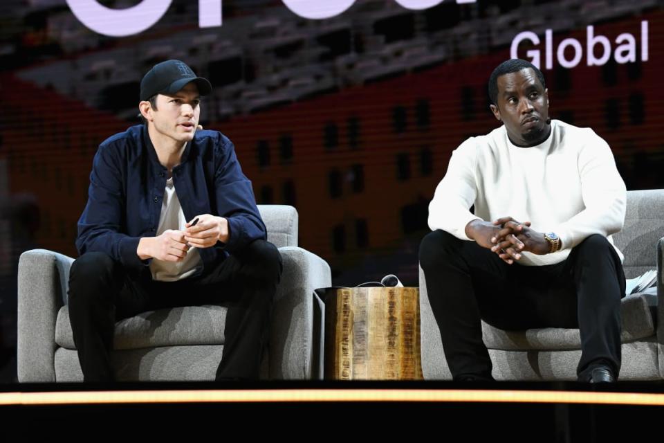 Ashton Kutcher (L) and Sean Combs