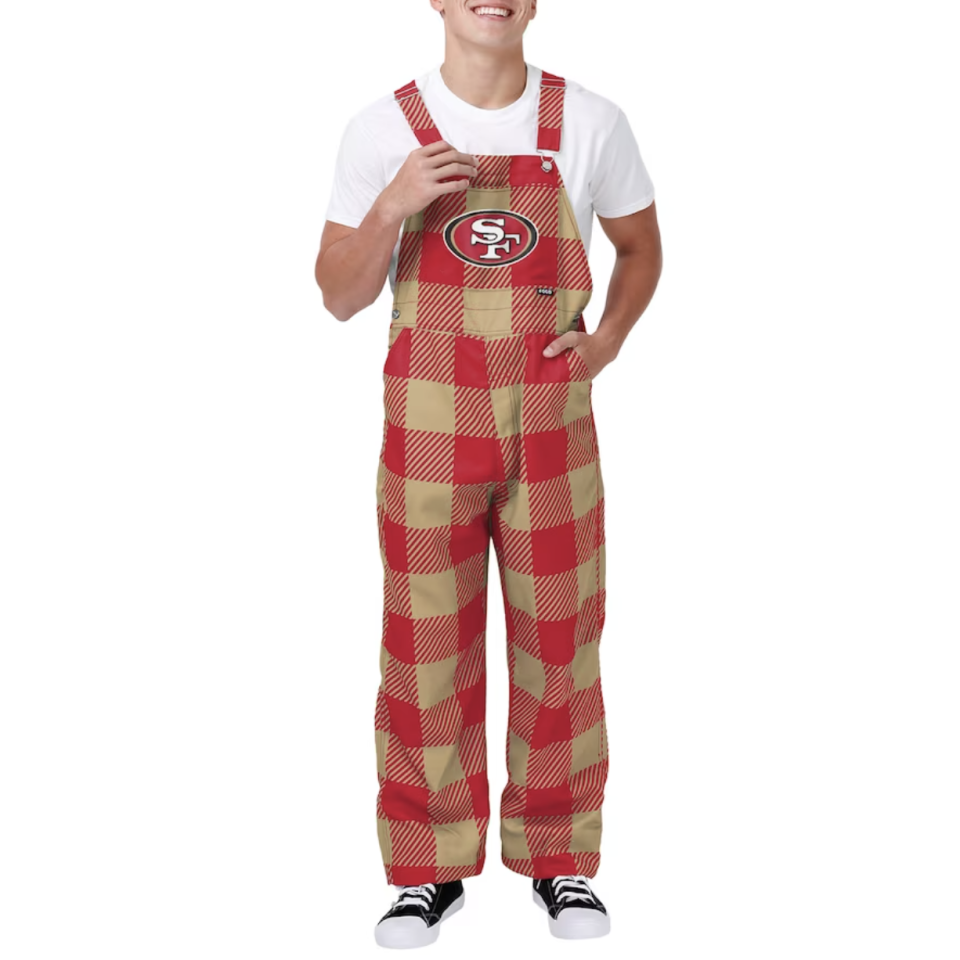 <p><a href="https://go.redirectingat.com?id=74968X1596630&url=https%3A%2F%2Fwww.nflshop.com%2Fsan-francisco-49ers%2Fmens-san-francisco-49ers-foco-scarlet-big-logo-plaid-overalls%2Ft-36938252%2Bp-916622449885564%2Bz-9-1045552230&sref=https%3A%2F%2Fwww.countryliving.com%2Fshopping%2Fg46597193%2Fsuper-bowl-party-gear-outfits-accessories%2F" rel="nofollow noopener" target="_blank" data-ylk="slk:Shop Now;elm:context_link;itc:0;sec:content-canvas" class="link ">Shop Now</a></p><p>San Francisco 49ers Plaid Overalls</p><p>nflshop.com</p><p>$69.99</p><span class="copyright">NFL FOCO</span>