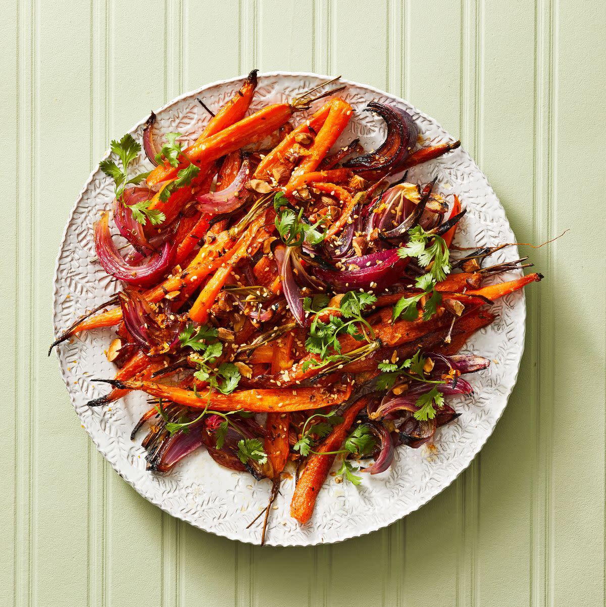 roasted carrots and red onions