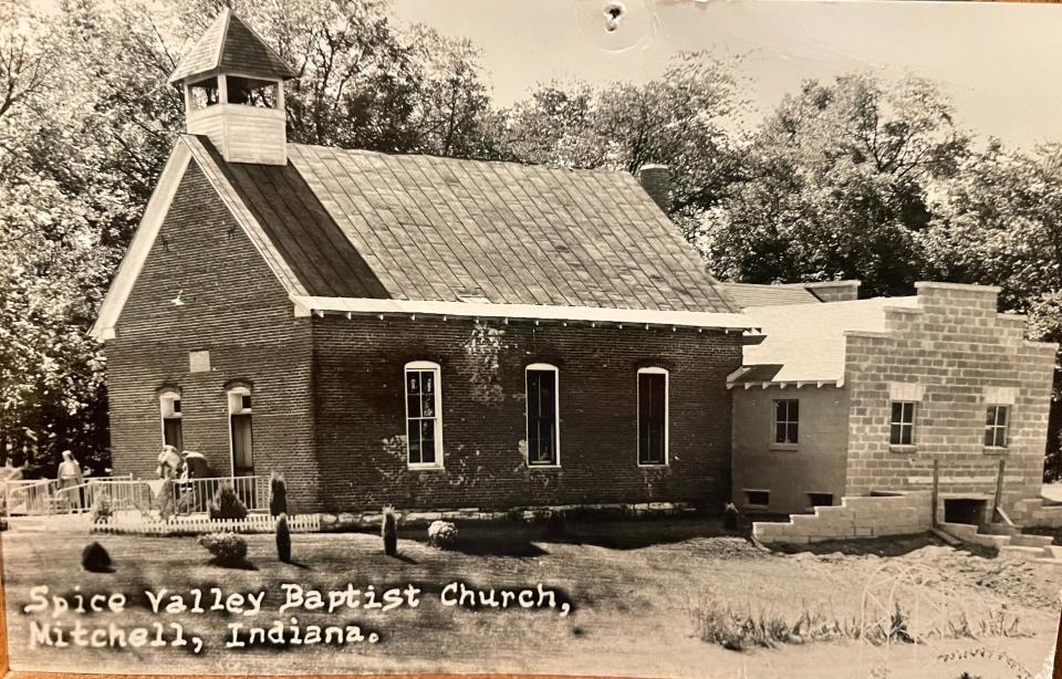 A post card from 1949 shows the original 1887 brick church building and the addition that was completed in 1949..