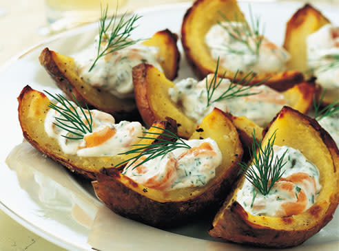 Baked Potato Skins With Smoked Salmon