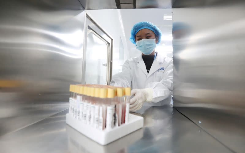 FILE PHOTO: A technician works at a genetic testing laboratory of BGI, formerly known as Beijing Genomics Institute, in Kunming