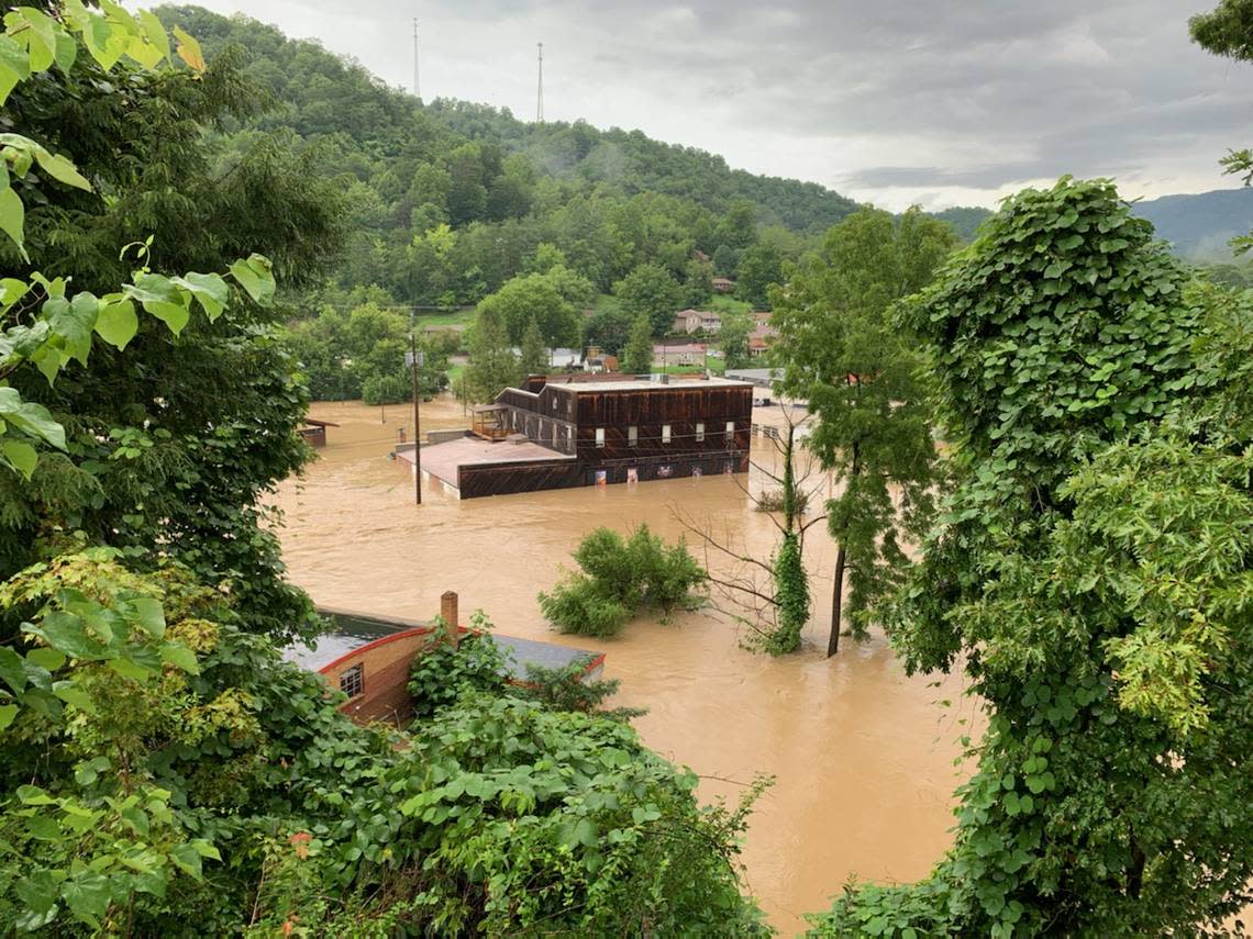 The Appalshop headquarters in downtown Whitesburg was completely inundated by floodwaters.