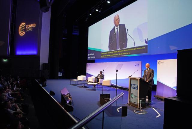 Health Secretary Sajid Javid speaking during the NHS ConfedExpo at the ACC Liverpool (Peter Byrne/PA) (PA Wire)