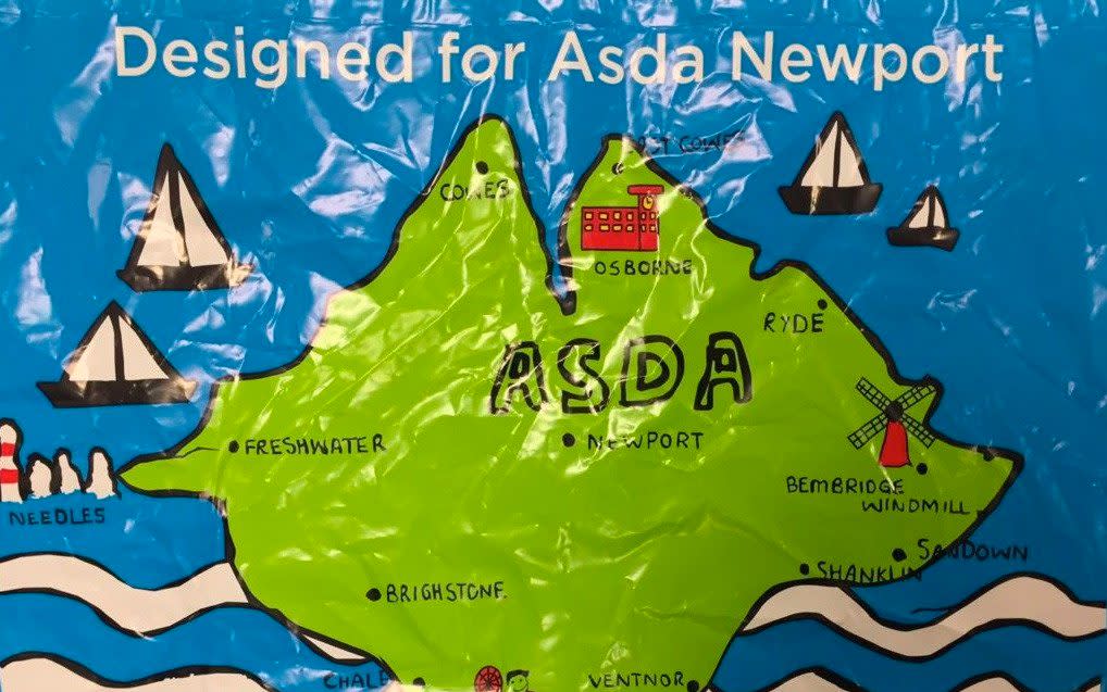 Asda's new 'Isle of White' carrier bag - @BethpageBru/Twitter