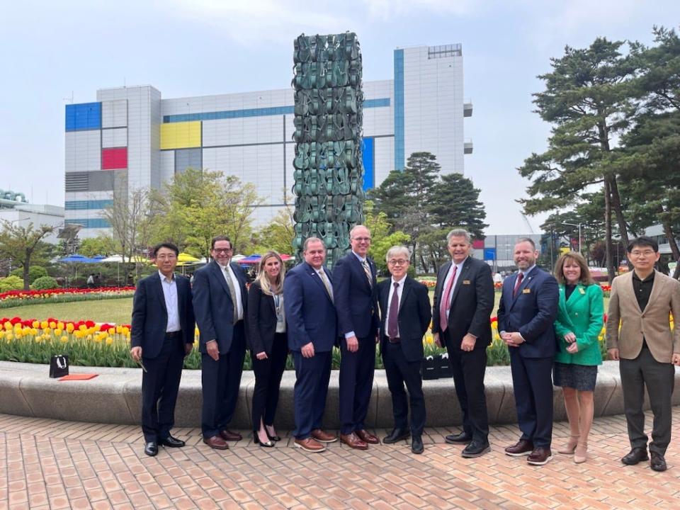 A delegation of officials from Central Texas visited Korea and Samsung's global headquarters, including Dave Porter, executive director of Williamson County Economic Development Partnership, Commissioner Russ Boles, Taylor Mayor Brandt Rydell, Williamson County Judge Bill Gravell, Taylor City Manager Brian LaBorde and Charisse Bodisch, vice president of Opportunity Austin.