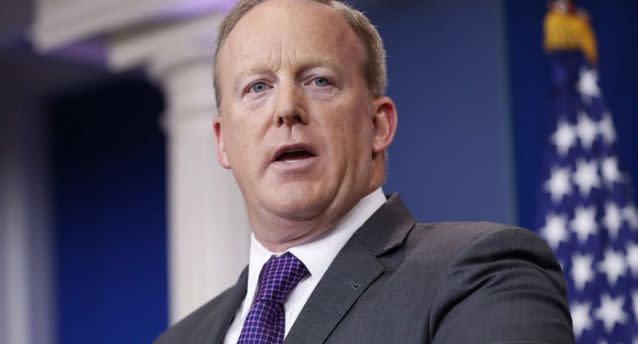 SEan SPicer's brief seas as White House frontman has come to an end. Source: AP