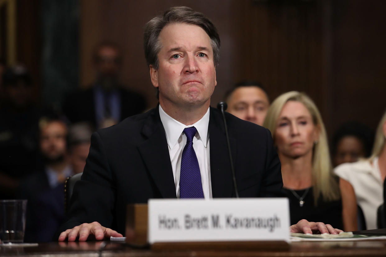 Judge Brett Kavanaugh testifies to the Senate Judiciary Committee during his Supreme Court confirmation hearing Thursday in answer to an allegation of sexual assault when he was a teenager. (Photo: Win McNamee via Getty Images)