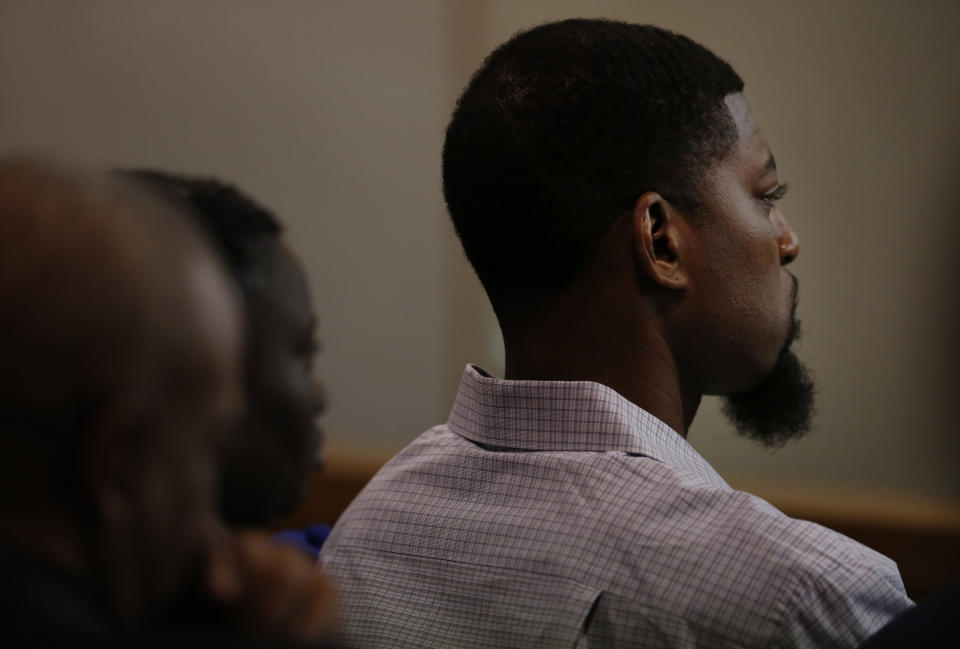 Odell Edwards, father of Jordan Edwards, listens to testimony about defendant Roy Oliver, during the sentencing phase of Balch Springs police officer Oliver, who was convicted for the murder of Edwards' 15-year-old son Jordan, at the Frank Crowley Courts Building in Dallas on Wednesday, Aug. 29, 2018. Odell Edwards told jurors late Wednesday, shortly after the sentencing phase began, that his son always had a smile on his face and dreamed of playing football at Alabama. (Rose Baca/The Dallas Morning News via AP, Pool)