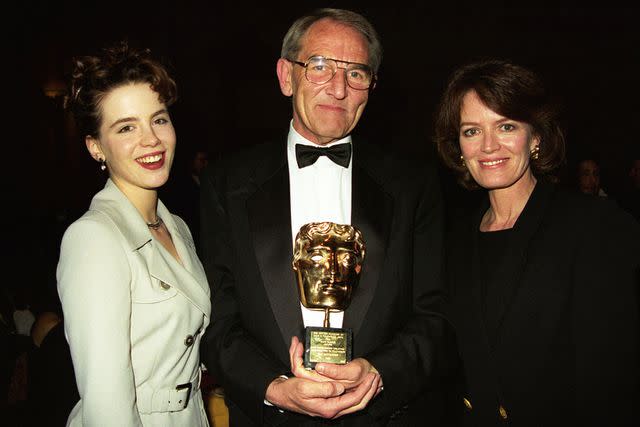 <p>Alan Davidson/Shutterstock</p> Kate Beckinsale with her mom Judy Loe and stepfather Roy Battersby in 1996.