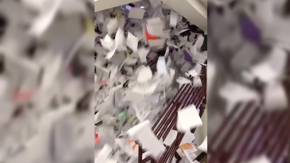 Making it rain at the end of the year. Video still from Twitter