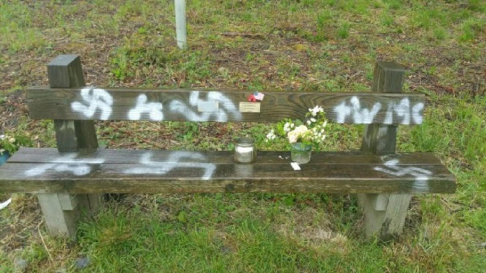 The bench was vandalised at Twyford Woods, Lincolnshire (Picture: PA)