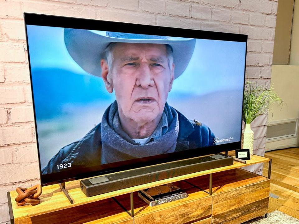 a television screen on a table