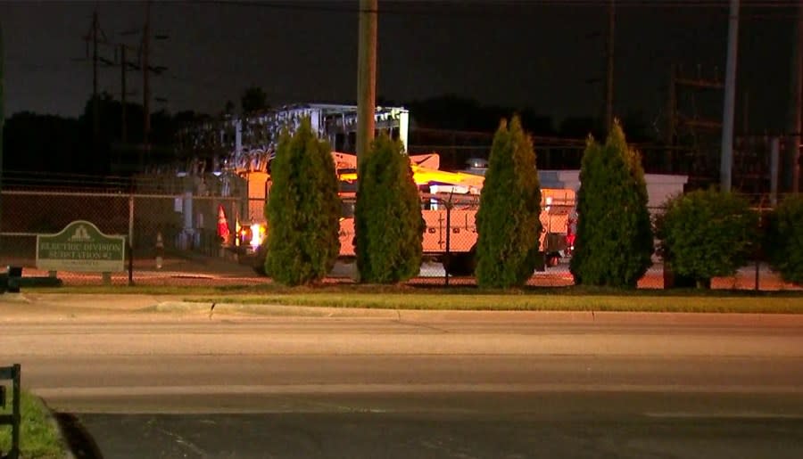 An explosion at an electric substation in Westerville caused thousands to lose power in the early morning hours of May 14, 2024 (Ronald Clark/NBC4)