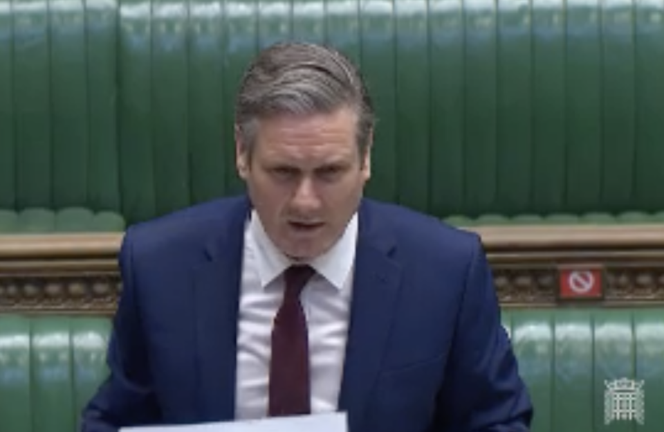 Sir Keir Starmer questioned Boris Johnson over care home deaths on Wednesday. (Parliamentlive.tv)