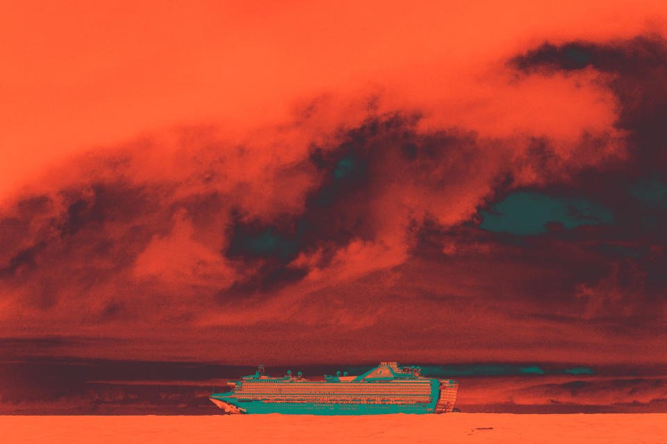 A Princess Cruise ship seen off the coast of San Francisco on March 8, 2020
