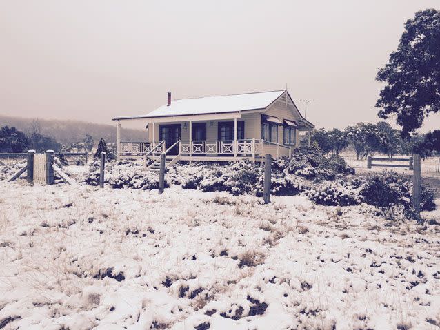 Snow hits a property in Stanthorpe in south east Queensland in 2015. Another chilly winter is predicted in 2018. Source: AAP