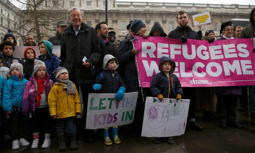 Alf Dubs at a demonstration in London