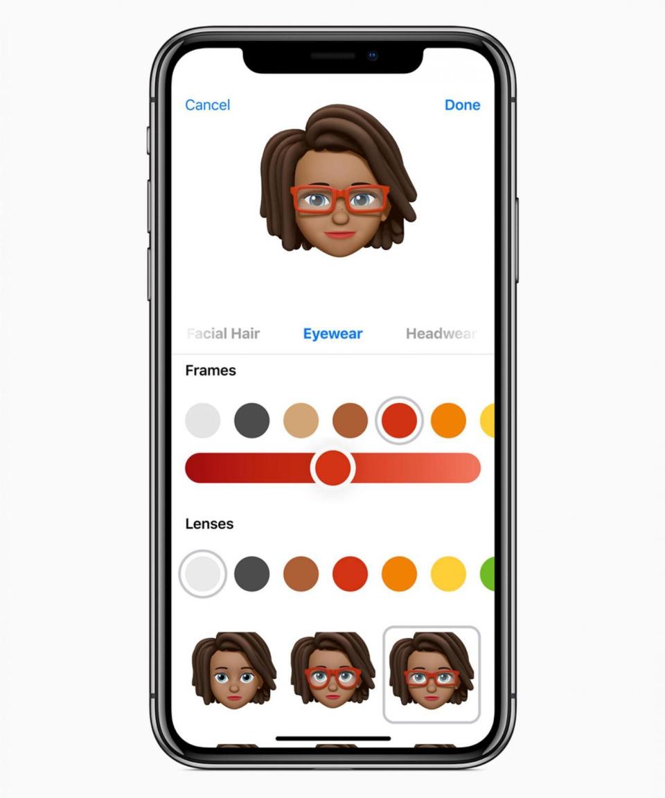 Memoji let people create their own animated face to resemble their own (Apple)