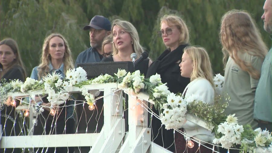 A candlelight vigil to honor Sarah Alden, who was killed in a brutal Venice attack, was held along the Venice Canals on June 13, 2024. (KTLA)