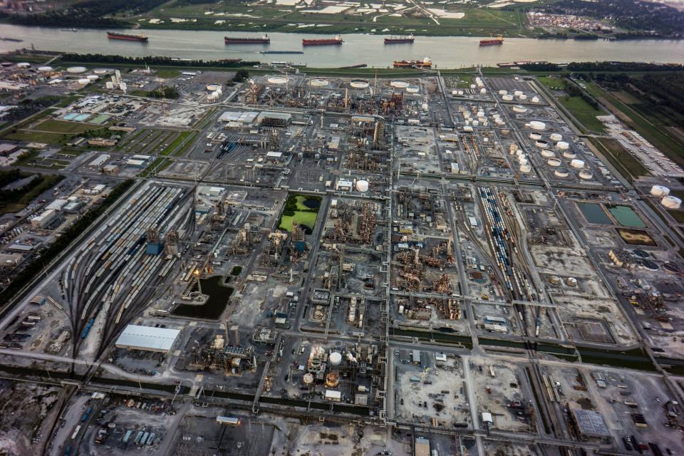 Chemical plants and factories line the roads and suburbs of the area known as 'Cancer Alley' October 15, 2013.