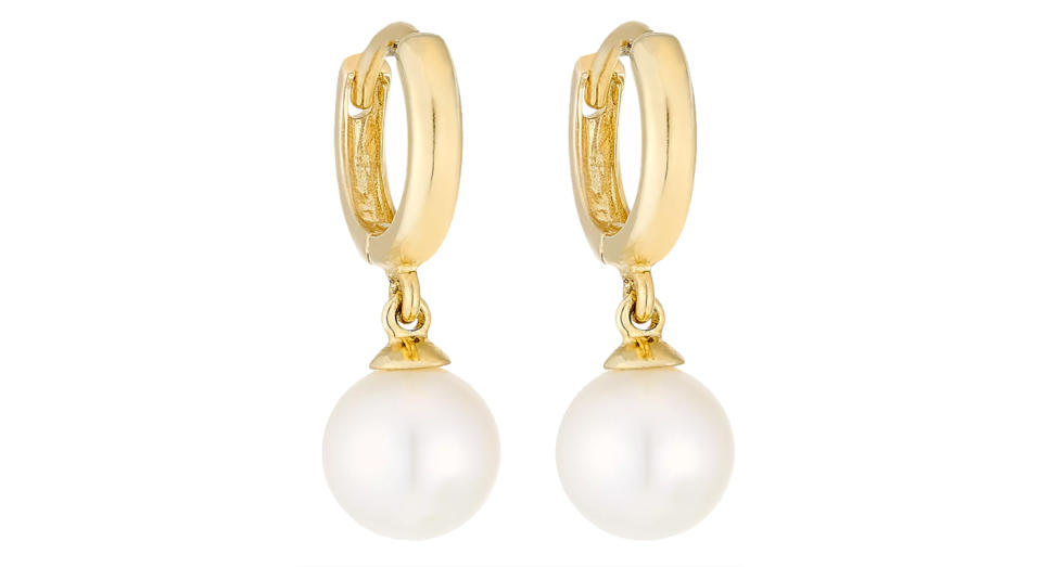 9ct Yellow Gold Cultured Fresh Water Pearl 7mm Hoop Earrings