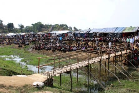 Refugees are seen at the Cox's Bazar refugee camp in Bangladesh, near Rakhine state, Myanmar, during a trip by United Nations envoys to the region April 29, 2018. REUTERS/Michelle Nichols