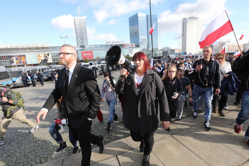 Rally against COVID-19 measures imposed by the Polish government, in Warsaw