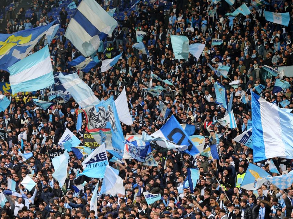 Three Lazio supporters are set to be banned for life after their behaviour during the Rome derby  (Getty Images)