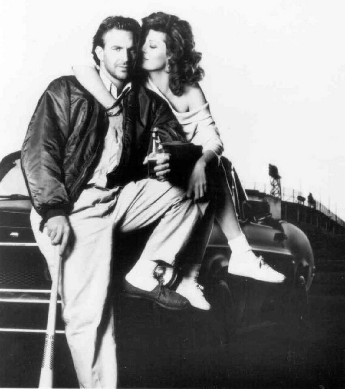 Kevin Costner and Susan Sarandon in a promotional photo for the movie “Bull Durham,” which was shot at the Durham Athletic Park and released in 1988.