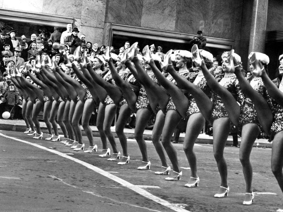 The Radio City Rockettes perform at the Macy's Thanksgiving Day Parade in 1958.
