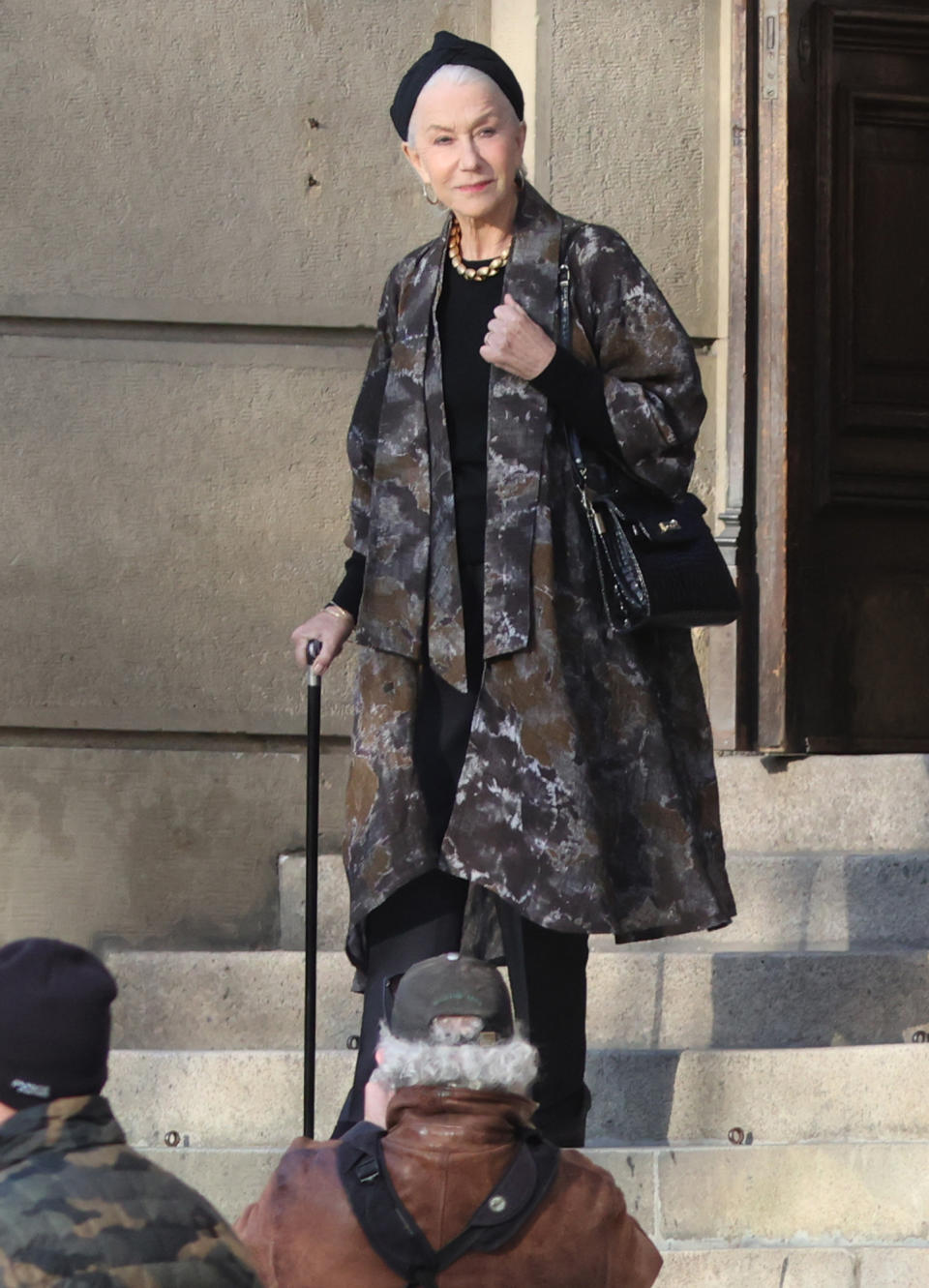 <p>Helen Mirren shoots a scene for her upcoming film <em>White Bird: A Wonder Story</em> in Prague in April.</p>