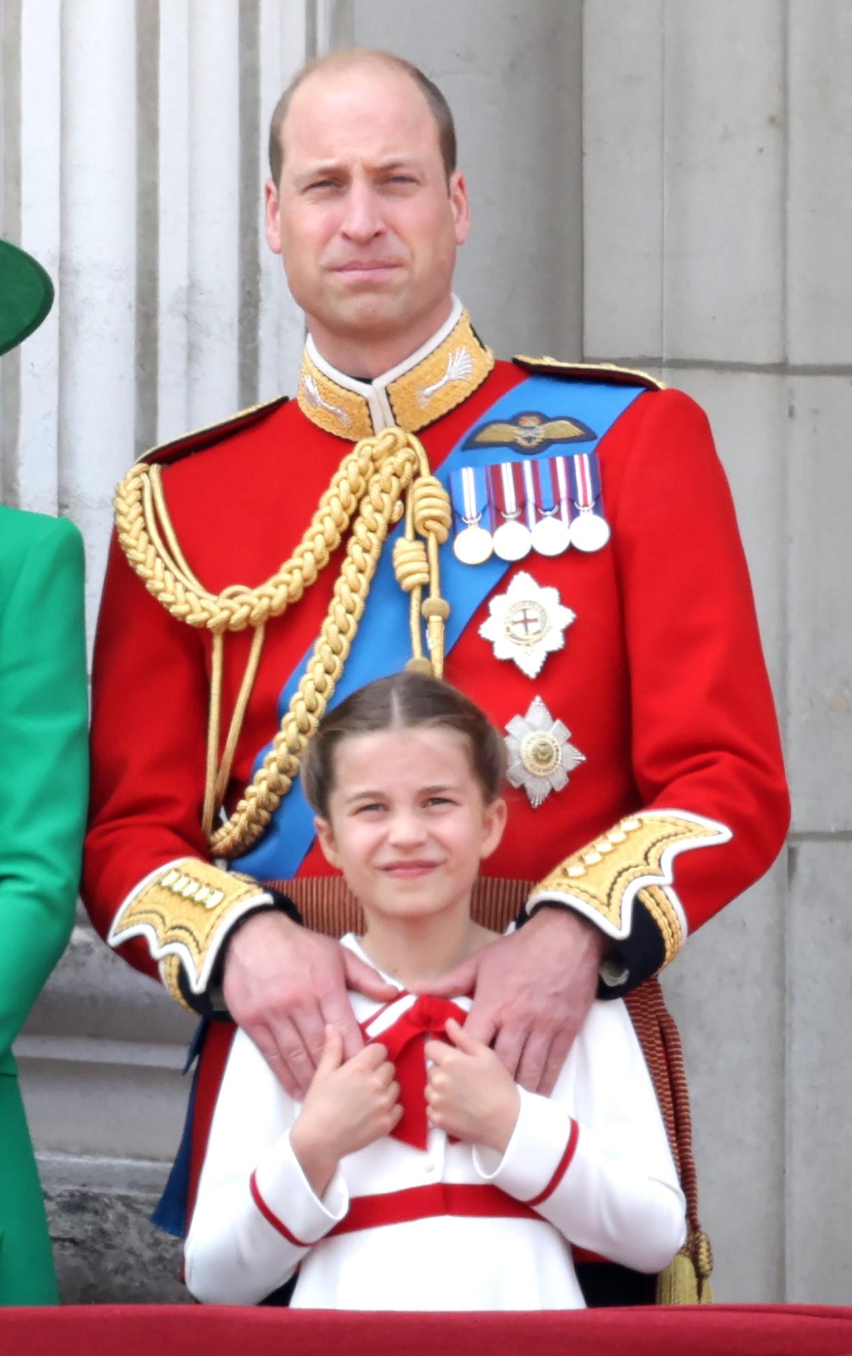 Prince William, Prince of Wales, and Princess Charlotte of Wales on the Buckingham Palace balcony (Getty Images)