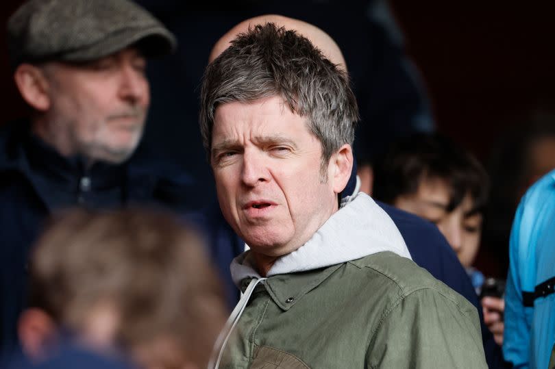 Noel Gallagher pictured watching Manchester City vs Nottingham Forest at the City Ground