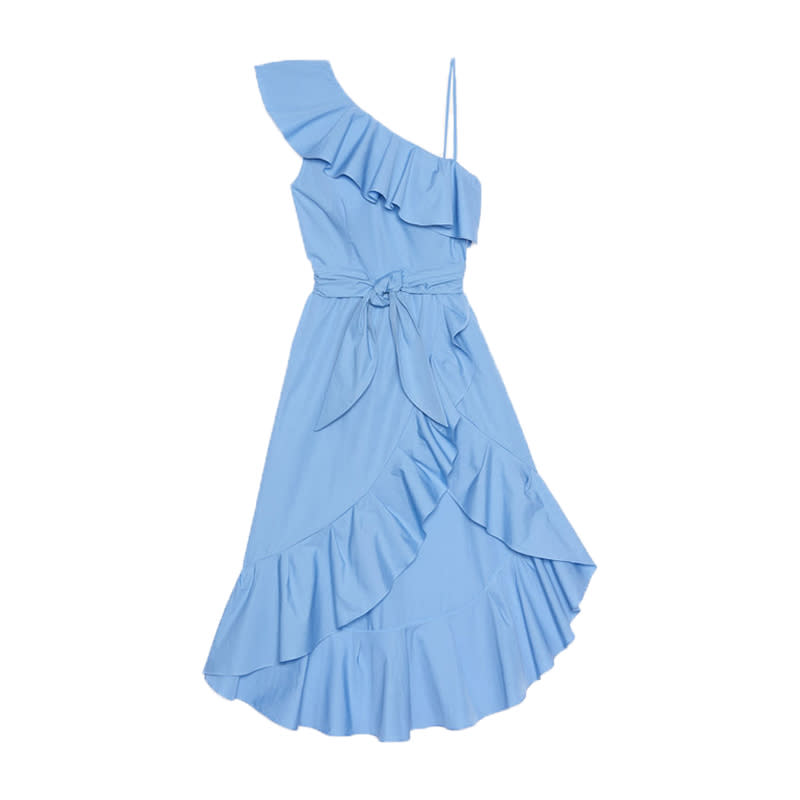 <p><a rel="nofollow noopener" href="http://us.sandro-paris.com/en/womens/dresses/asymmetric-dress-with-ruffles/R5107E.html?dwvar_R5107E_color=4785#start=1" target="_blank" data-ylk="slk:Sandro Asymmetric Dress With Ruffles;elm:context_link;itc:0;sec:content-canvas" class="link ">Sandro Asymmetric Dress With Ruffles</a>, <span>$470</span> $329</p>