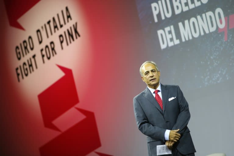 The director of "La Gazzetta dello Sport" Andrea Monti speaks during the presentation of the Giro d'Italia 2016 cycling race, on October 5, 2015 in Milan