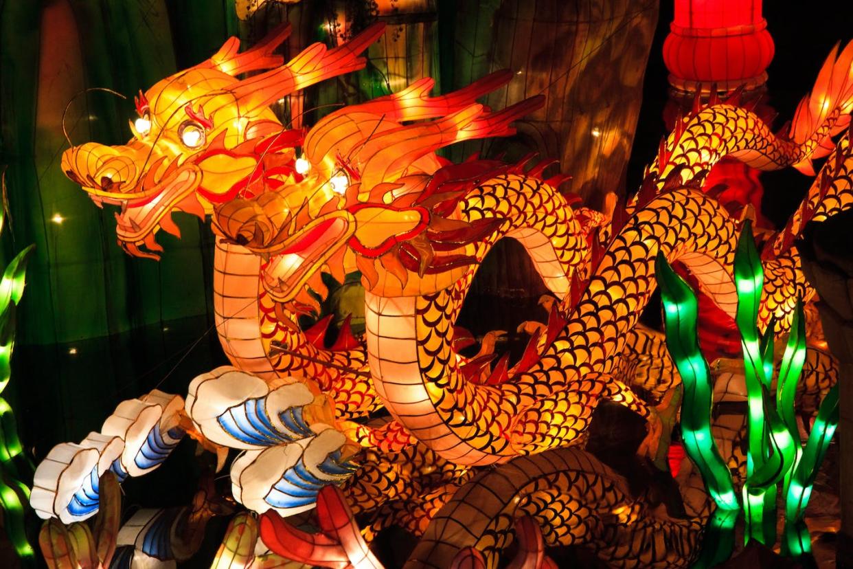 Dragons on display in Shanghai. A dragon image is often used to symbolize China itself. <a href="https://www.gettyimages.com/detail/photo/dragon-lanterns-royalty-free-image/138233969?phrase=chinese+new+year+dragon&adppopup=true" rel="nofollow noopener" target="_blank" data-ylk="slk:Feng Wei Photography/Moment via Getty Images;elm:context_link;itc:0;sec:content-canvas" class="link ">Feng Wei Photography/Moment via Getty Images</a>